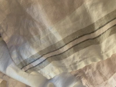 Органический розовый льняной серый полосатый пылесос для детской кроватки Restoration Hardware 15 дюймов - Изображение 1 из 4