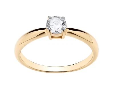 9ct Yellow Gold on Silver 0.50ct Simulated Solitaire Engagement Ring size J - U - Image 1 of 4