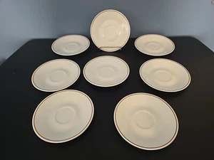 Corelle Indian Summer Saucers Ginger Brown Band Corning 6" Set of 8 Vintage - Picture 1 of 11