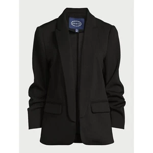 Scoop Blazer Women Size Small Black Polyester Blend Scrunch Sleeves Open front - Picture 1 of 5