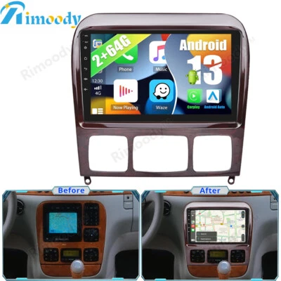 2+64G Android 13 Car Stereo Radio Carplay For Mercedes Benz S/CL Class W220 W215 Foto 1 de 4