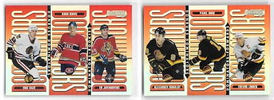 Lot: 2 1996-97 Donruss Dominators Daze Koivu Jovanovski Mogilny Bure Linden 5000 - Image 1 of 2