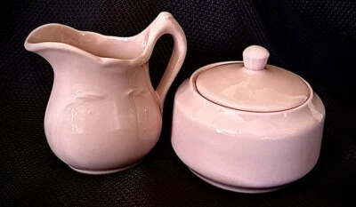 Crema y azúcar rosa concha de mediados de siglo de la década de 1950 de Sterling China Co EE. UU. Foto 1 de 4