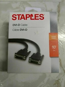 Staples 10 ft. DVI-D Cable - Black (29762) Monitor PC Video NIB - Picture 1 of 6
