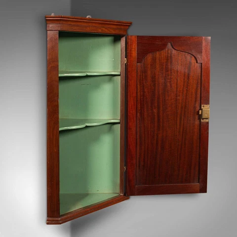 Antique Corner Cabinet, English, Cupboard, Georgian Revival, Victorian, C.1880 Cover