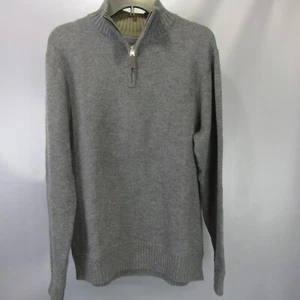 Eddie Bauer Combed Cotton 1/4 Zip Sweater Men's Size L Mock Neck Gray Large - Picture 1 of 10