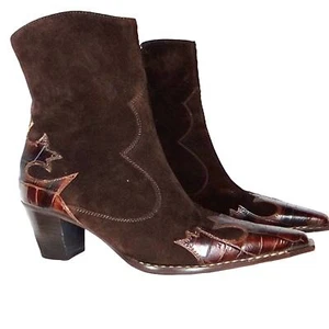 Paul Green Chocolate Brown Handmade Western Boots - 5.5 - Picture 1 of 9