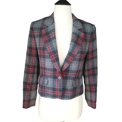 Blazer Pendleton Vintage a Cuadros Para Mujer Talla 6 Preppy Años 90 Destintado Pequeño Gris Foto 1 de 4
