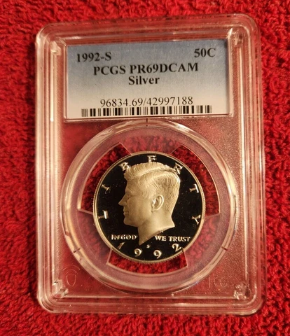 1992 s silver Kennedy half dollar PCGS PR 69 DCAM Cover