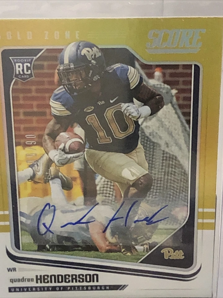 2018 Gold Zone Signatures /50 Quadree Henderson #405 Rookie Auto Pitt Panthers - Image 1 of 1