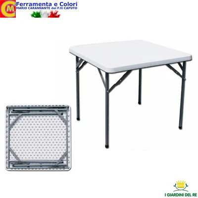 Tavolo Pieghevole in Acciaio Tavolino Da Campeggio trasporto bianco 87x87xh74 - Immagine 1 di 2