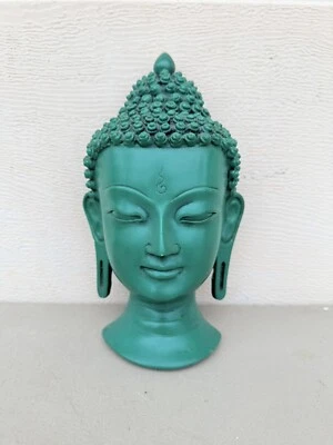 Máscara de decoración colgante de pared escultura de resina verde azulado verde Buda Foto 1 de 4