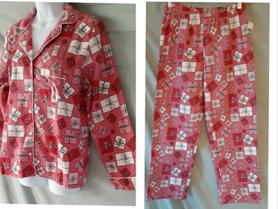 Conjunto de Pijama Charter Club Rojo Rosa Manga Larga Pantalones San Valentín XL 48" BUSTO Foto 1 de 4