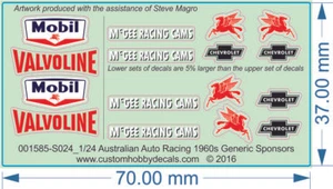 Australian Auto Racing 1960s Generic Sponsors - 1/24 1/32 - Water Decal - Picture 1 of 3