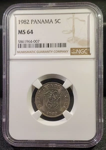 1982 PANAMA 5 CENTESIMOS COIN - NGC MS 64 - Picture 1 of 4