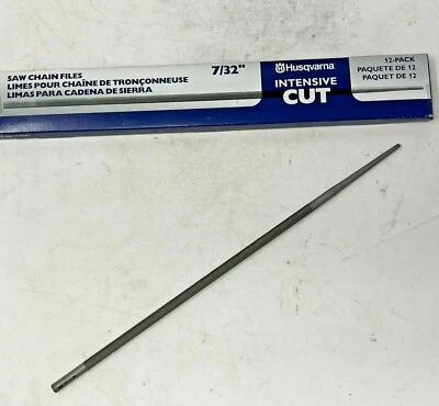Paquete de 12 limas de motosierra redondas Husqvarna 7/32" 5,5 mm paso corte intensivo 3/8" Foto 1 de 4