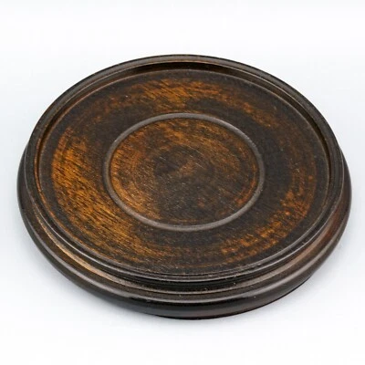 Antique Japanese Carved Wood Stand Display Circle Base Marked Era 20th Century - Image 1 of 4