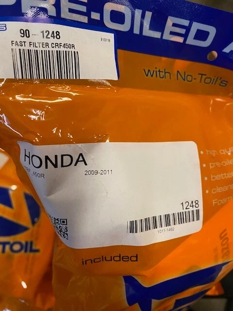 Filtro de aire preengrasado Kawasaki Honda CRF450R 2009-2012 sin trabajo Foto 1 de 1