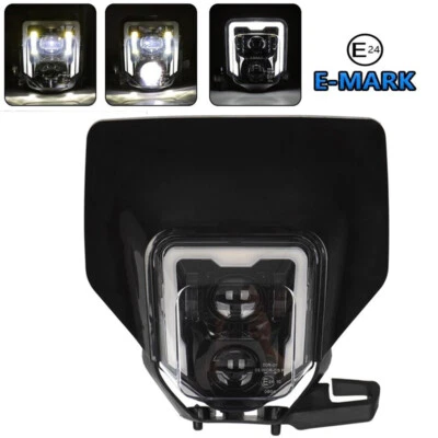 DRL LED Headlight+ Black Mask For Husqvarna FE 250/350/450/501 TE 250i TE 300i - Image 1 of 4
