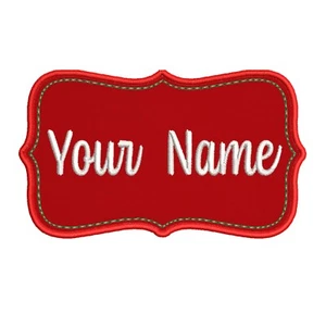 Custom Christmas Embroidered Name Tag Patch [IRON-ON] YOUR NAME Applique - Picture 1 of 11