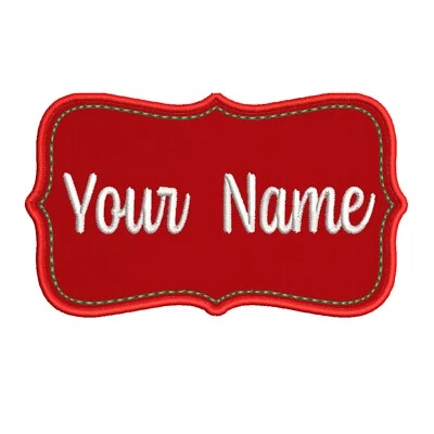 Custom Christmas Embroidered Name Tag Patch [IRON-ON] YOUR NAME Applique - Image 1 of 4