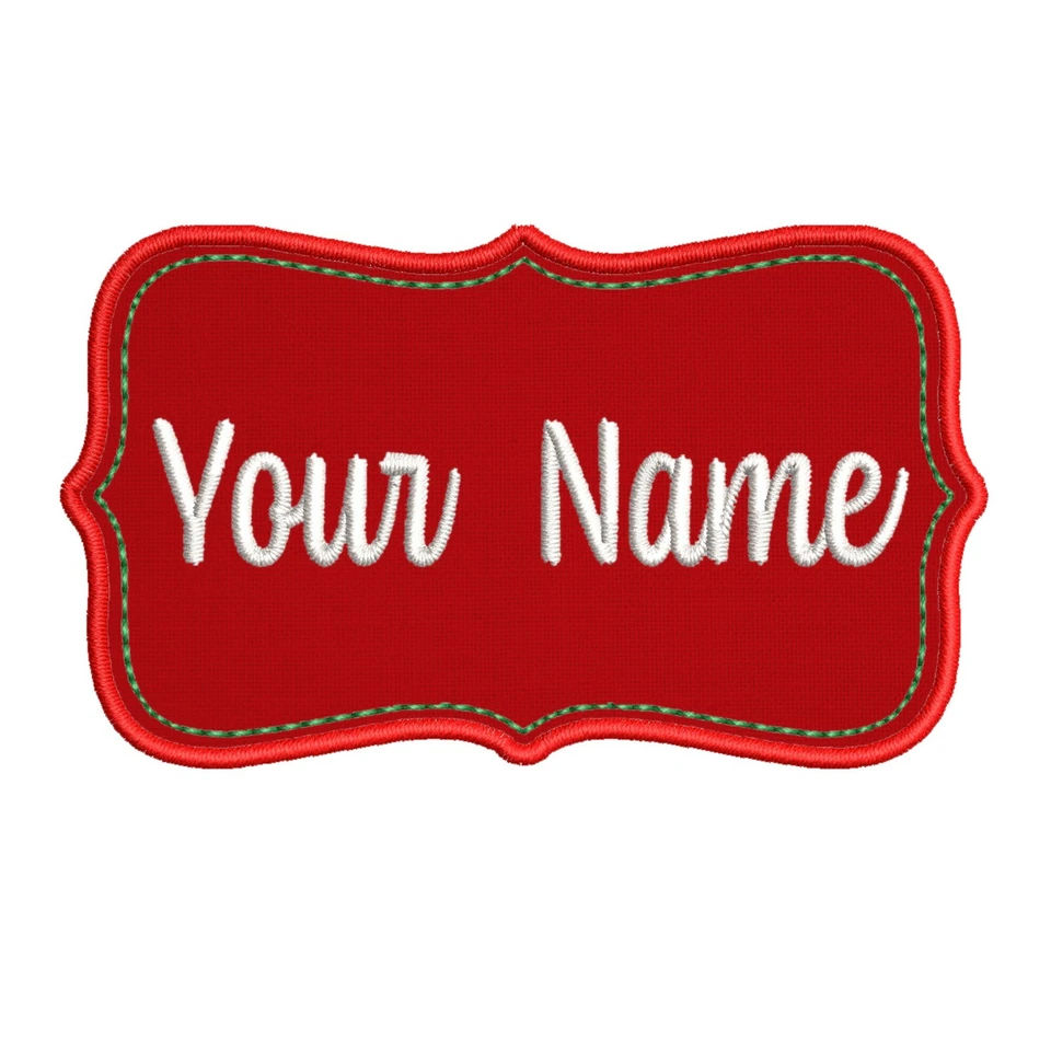 Custom Christmas Embroidered Name Tag Patch [IRON-ON] YOUR NAME Applique - Image 1 of 4