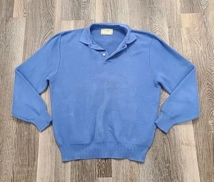 Vintage LL Bean Pullover Kragenpullover Herren M Fischer Grobstrick 80er Blau - Bild 1 von 8