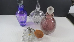 Vintage Purple Perfume Bottle WITH 3 OTHERS USED AS SEEN - Picture 1 of 11