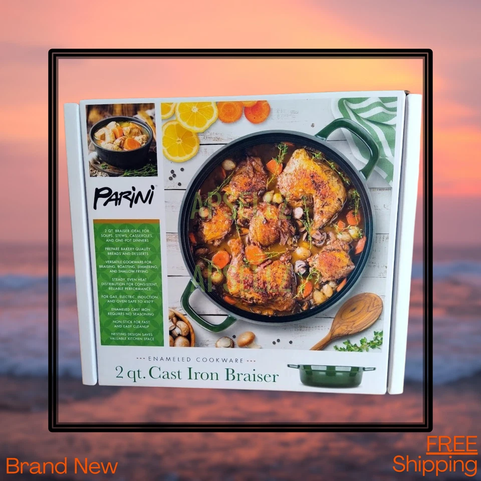Parini 2 qt. Olla de utensilios de cocina esmaltada de hierro fundido nueva en caja Foto 1 de 1