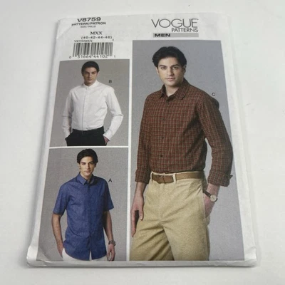 Vogue Sewing Pattern 8759 V8759 Mens Shirts Size 40-46 Uncut As New - Image 1 of 4