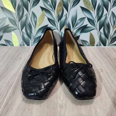 Zapatos planos de ballet Talbots Tinsley azul marino de cuero tejido para mujer talla 6 nuevos sin etiquetas Foto 1 de 4