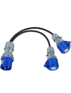 Spina 32A a 2 x Prese 16A, Cavo Convertitore di Gancio a 2 Vie, Distributore Sdoppiatore - Foto 1 di 7