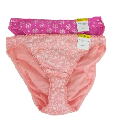 Calzoncillos para mujer Charter Club Intimates M algodón corte alto rosa melocotón 2 pares Foto 1 de 4