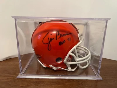 Casco autografiado Jim Brown Cleveland Browns Mini Riddell Foto 1 de 4
