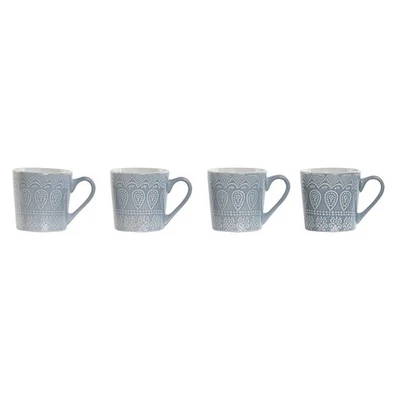 Ensemble de 4 mugs Home ESPRIT Bleu Grès 340 ml 13 x 9,5 x 9,2 cm Mandala - Photo 1/4
