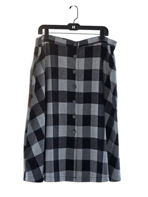 Falda a cuadros blanca y negra con botones delanteros para mujer línea A de la colección Ck talla 1X Foto 1 de 4