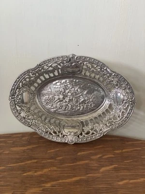 Vintage Silver Plated Cherub Dish  with Cutouts Trinket dish soap dish ring dish - Image 1 of 4