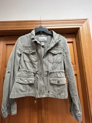 American Rag denim jacket. Light olive green, zip front Size M.   EUC - Image 1 of 3