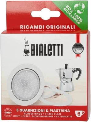 Bialetti Ricambi, Includes 3 Gaskets and 1 Plate, Compatible with Moka 6 Cups  - Image 1 of 4