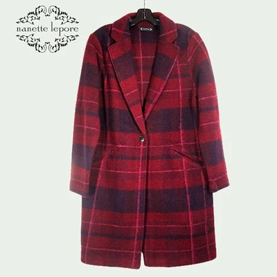 NANETTE LEPORE NUEVO Chaquetón de Lana Cuello Muesca Cuadros Academia Oscuro M Foto 1 de 4