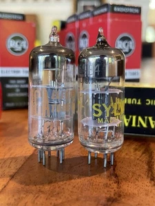 10 NOS NIB Sylvania & RCA 6AB4 Black Plate Vacuum Tubes In Sleeves - Picture 1 of 11