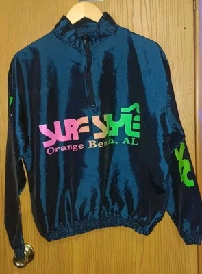 Chaqueta cortavientos estilo surf vintage media cremallera unisex talla única iridiscente... Foto 1 de 4