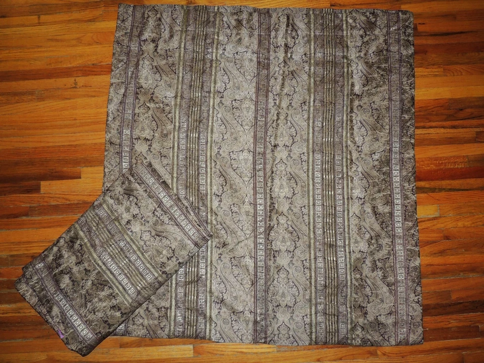 1 Croscill Tangier Paisley Damask Curtain Panel Gold Brown Lined 40x86 Weighted - Image 1 of 4