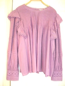 Vintage style SIZE 20 Marks & Spencer Cotton Pintuck Top Sleeved Ruffle Blouse - Picture 1 of 5