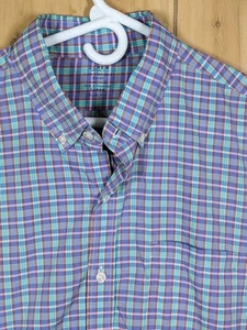 J. Crew Shirt Light Weight Mens L Slim Fit Long Sleeve Button Blue Purple Plaid - Picture 1 of 7