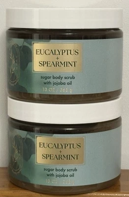 Bath Body Works EUCALYPTUS SPEARMINT Sugar Body Scrub with Jojoba Oil 2pcs New - Image 1 of 4