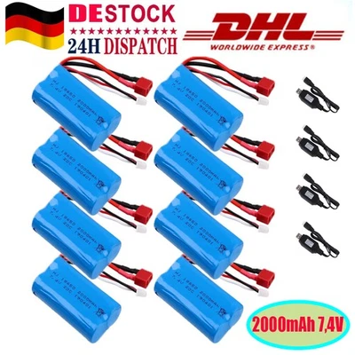 8er 2S LiPo Akku 7,4V 2000mAh 20C mit T-Stecker & USB-Ladegerät für RC-Car Boot - Bild 1 von 4