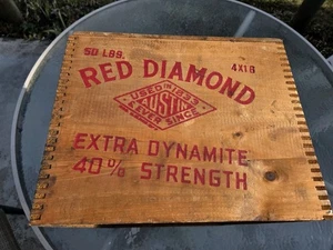 Dynamite Box Red Diamond Austin Ohio Powder High Explosive Wood 18 x 13 Jointed - Picture 1 of 9