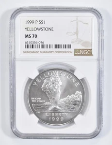 MS70 1999 P Yellowstone Park Commemorative Silver Dollar NGC *8646 - Picture 1 of 5