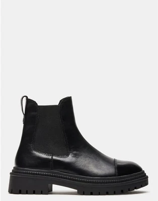 Steve Madden Mayslie Botín Cuero Negro Charol Puntera Chelsea 7 NUEVO Foto 1 de 4